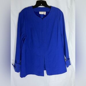 NWT Chico’s Alicia Textured Jacket Blue Open Front BlueBlazer,Sz 3. US- Sz 16/XL